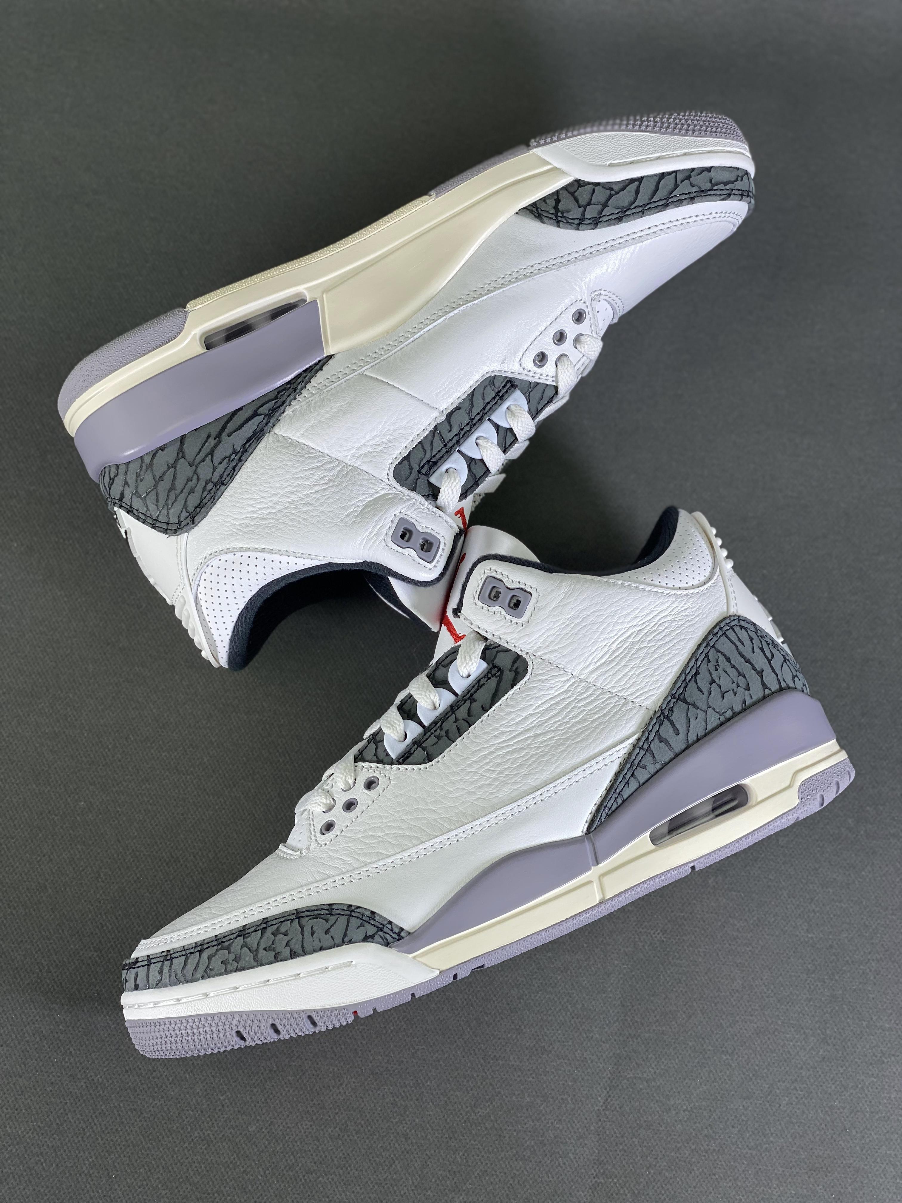 Air Jordan 3 Retro AJ3 series white gray crackle pattern Item number: CT8532-106 Size: 36-46 (with half size) using simple color matching, simple and casual. Jordan brand logo on the shoe body, meticulous workmanship, 9