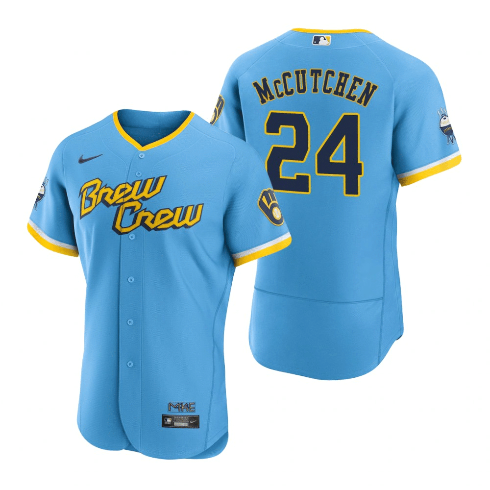 Andrew McCutchen Milwaukee Brewers 2022 City Connect Blue Baseball Player Jersey