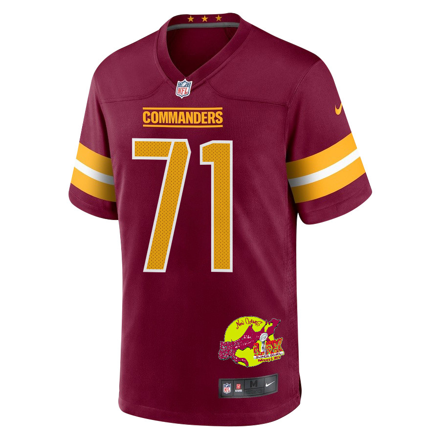 Andrew Wylie 71 Washington Commanders Super Bowl LIX New Orleans Patch Game Men Jersey - Burgundy