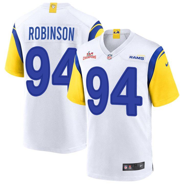 A'Shawn Robinson Los Angeles Rams 2022 Super Bowl LVI NFC Champions Logo White Game Jersey