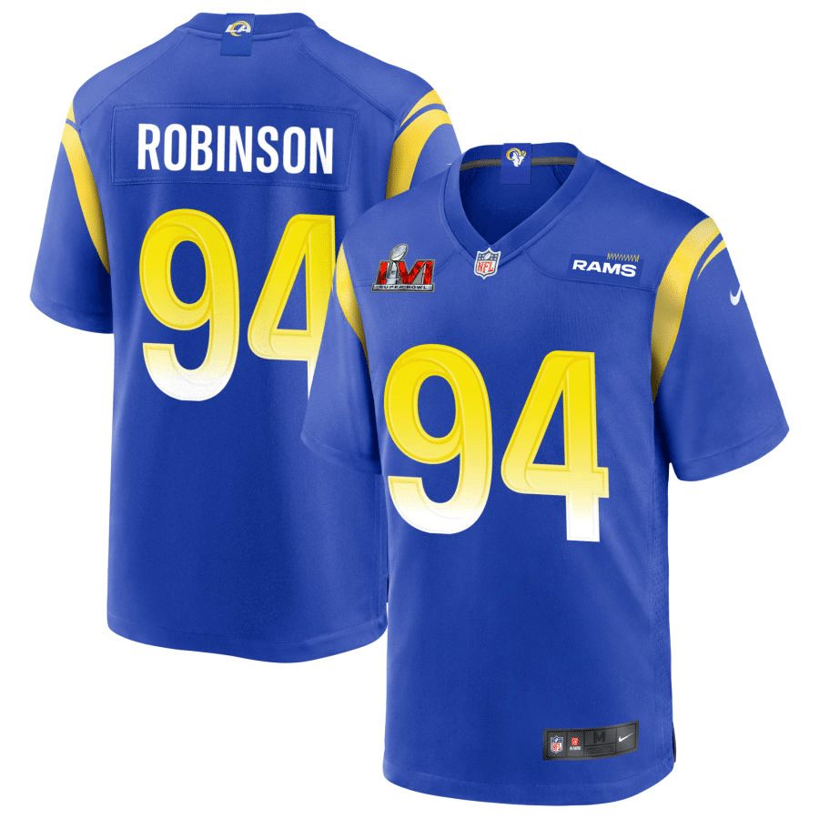 A'Shawn Robinson Los Angeles Rams 2022 Super Bowl LVI Patch Royal Game Jersey