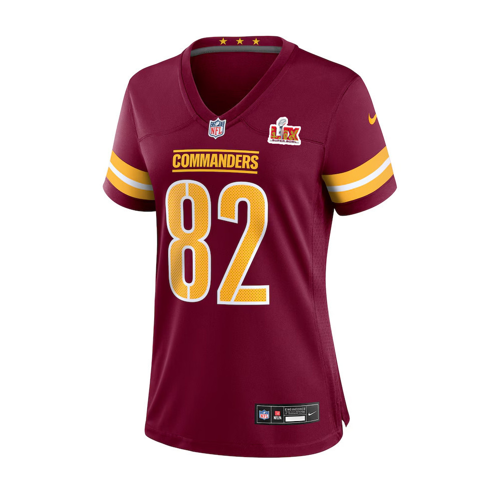 Ben Sinnott #82 Washington Commanders Super Bowl LIX Women’s Jersey – Burgundy