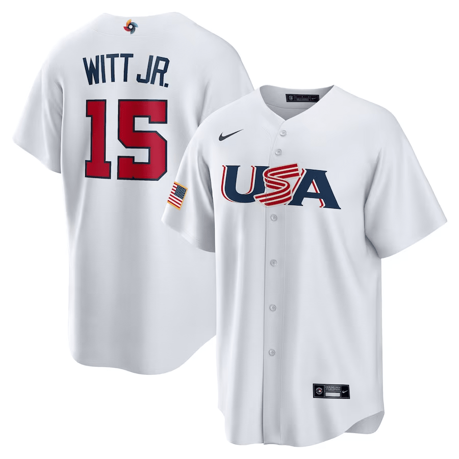 Bobby Witt USA 2023 World Cup White Baseball Player Jersey