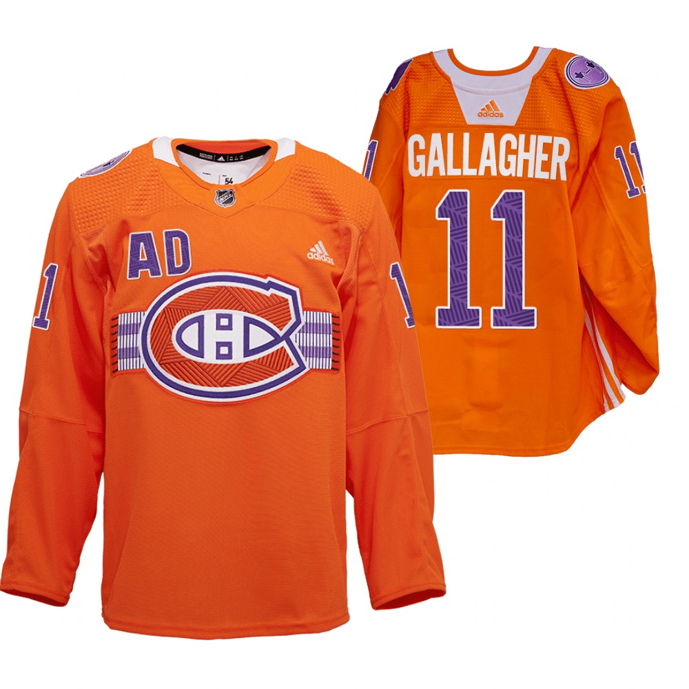 Brendan Gallagher Montreal Canadiens Indigenous Celebration Night Warm Up Orange Player Swingman Jersey