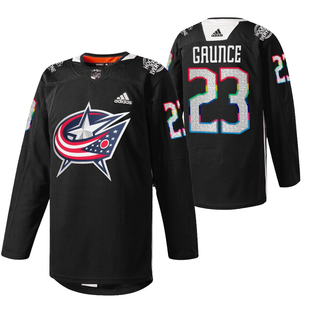 Brendan Gaunce Columbus Blue Jackets 2022 HockeyIsForEveryone Warm Up Black Player Swingman Jersey