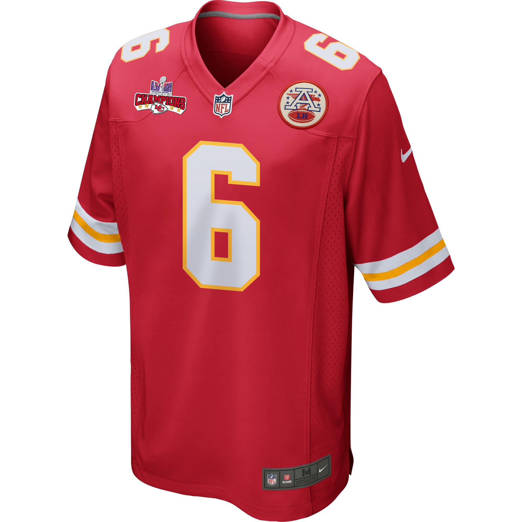 Bryan Cook 6 Kansas City Chiefs Super Bowl LVIII Champions 4 Stars Patch Game Men Jersey – Red