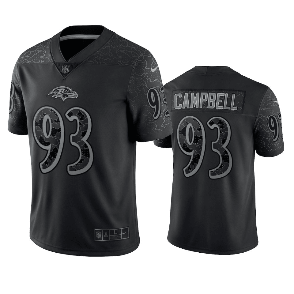 Calais Campbell Baltimore Ravens RFLCTV Black Limited Jersey