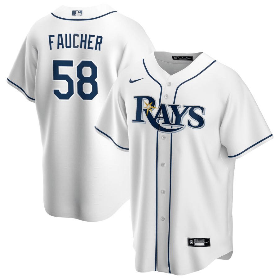 Calvin Faucher Tampa Bay Rays Home White Baseball Player Jersey