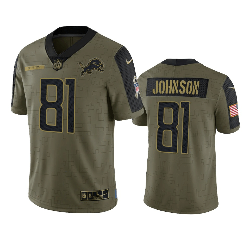 Calvin Johnson Detroit Lions 2021 Salute To Service Limited Jersey