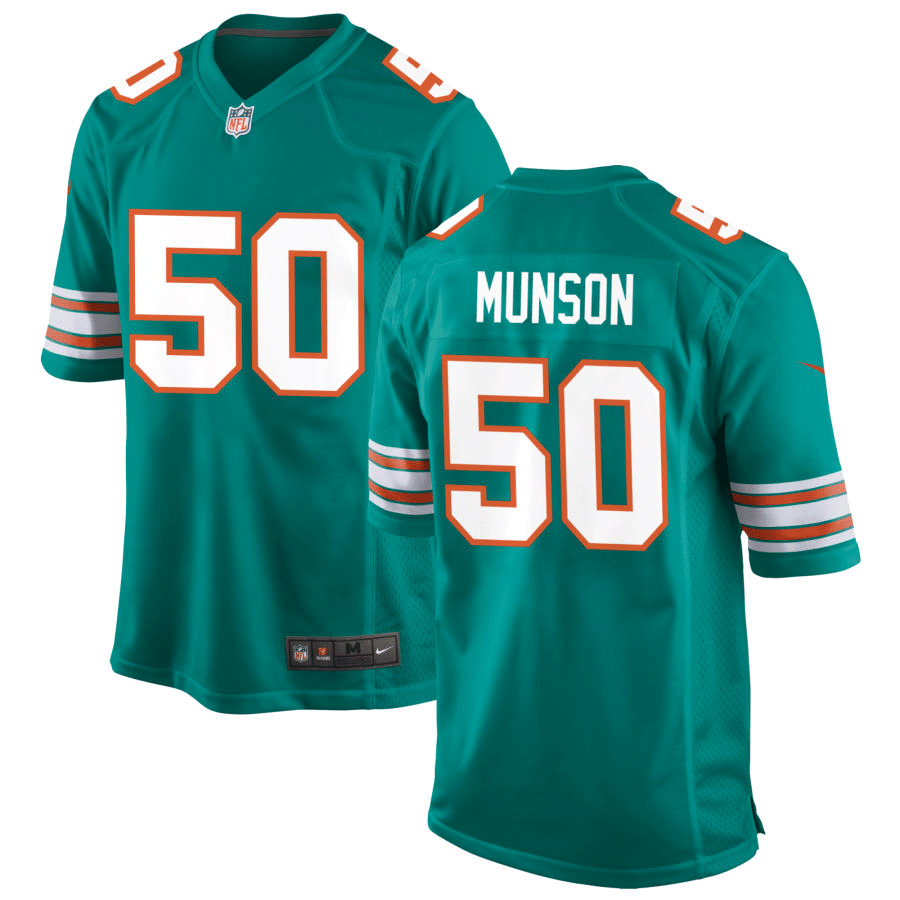 Calvin Munson Miami Dolphins Alternate Aqua Game Jersey