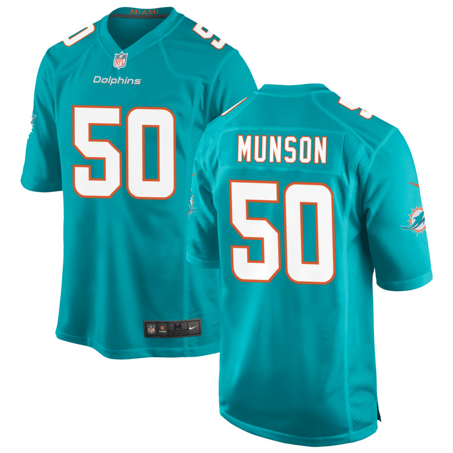 Calvin Munson Miami Dolphins Aqua Game Jersey