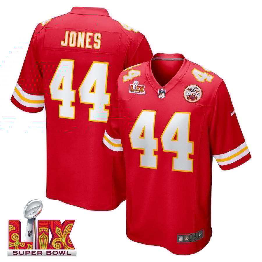 Cam Jones #44 Kansas City Chiefs Super Bowl LIX Jersey - Men's - Red