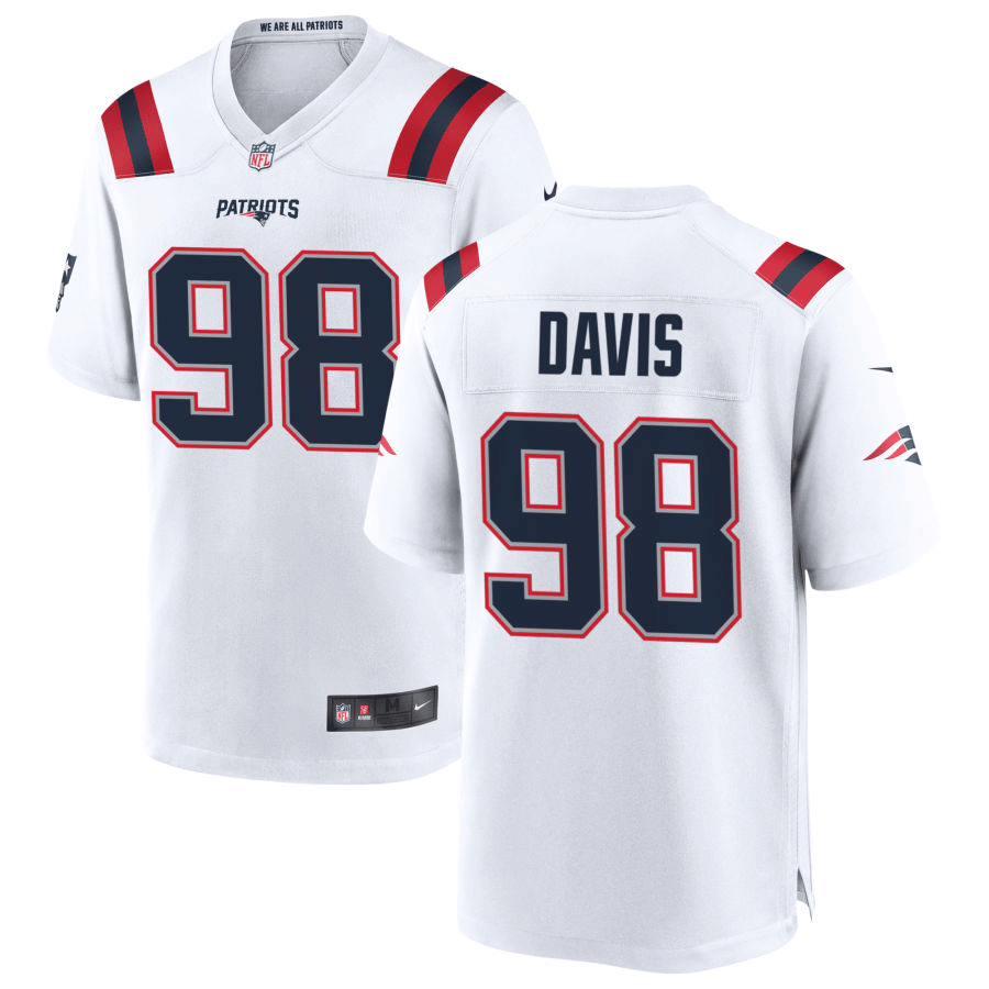 Carl Davis New England Patriots White Game Jersey