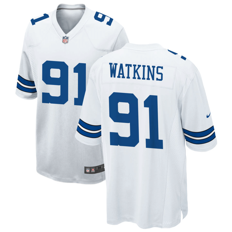 Carlos Watkins Dallas Cowboys White Game Jersey