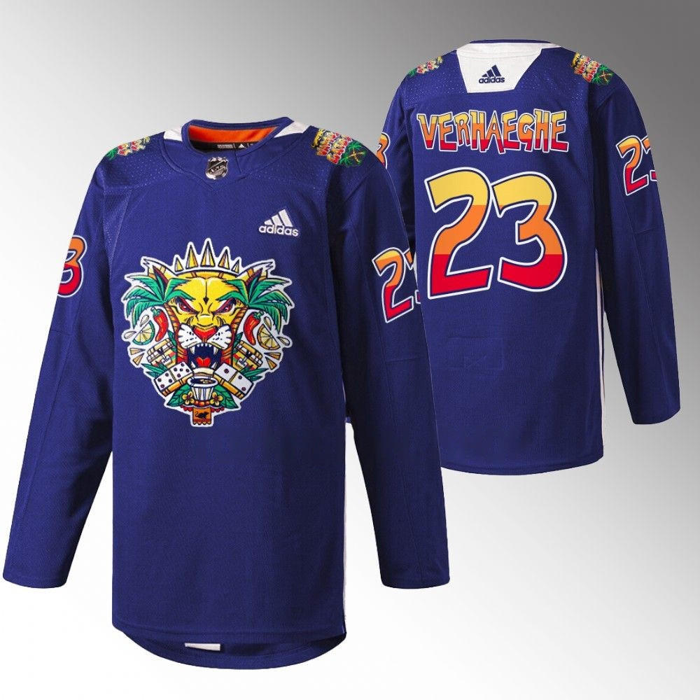 Carter Verhaeghe Florida Panthers 2023 Vamos Gatos Navy Player Swingman Jersey
