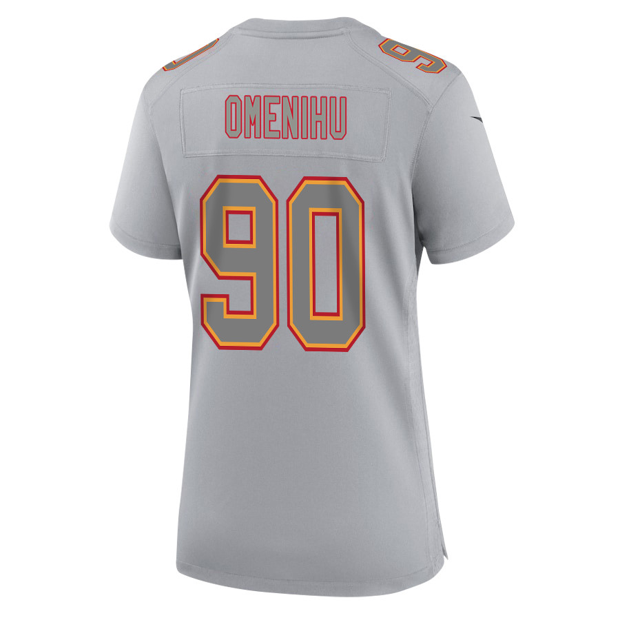 Charles Omenihu 90 Kansas City Chiefs Super Bowl LVIII Champions 4X Atmosphere Fashion Game Women Jersey - Gray