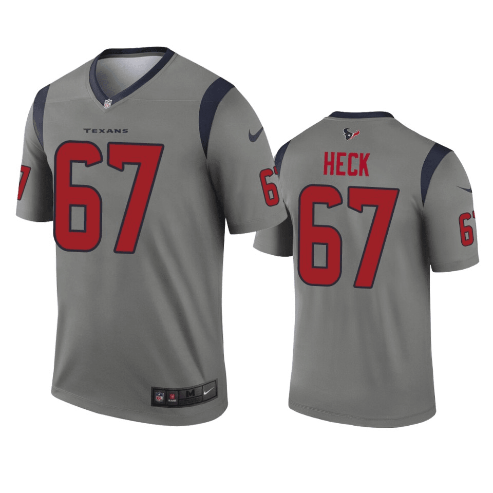 Charlie Heck Houston Texans Inverted Legend Gray Game Jersey
