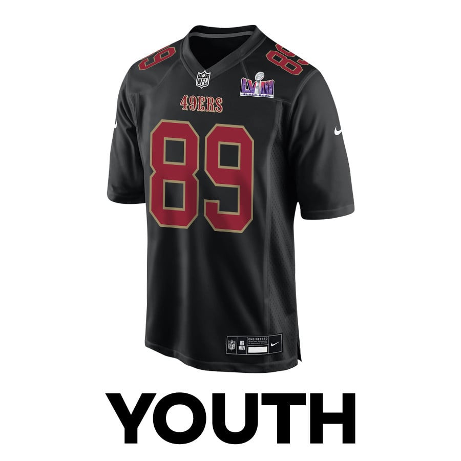 Charlie Woerner 89 San Francisco 49ers Super Bowl LVIII Patch Fashion Game YOUTH Jersey – Carbon Black