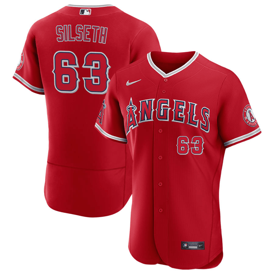 Chase Silseth Los Angeles Angels Alternate Red Baseball Player Jersey