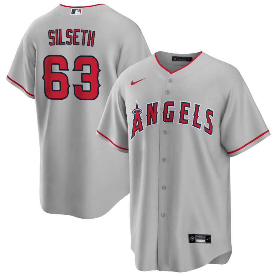 Chase Silseth Los Angeles Angels Road Gray Baseball Player Jersey