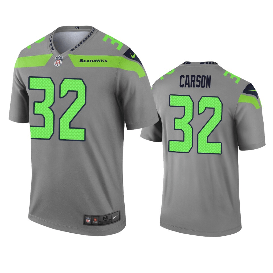 Chris Carson Seattle Inverted Legend Gray Game Jersey