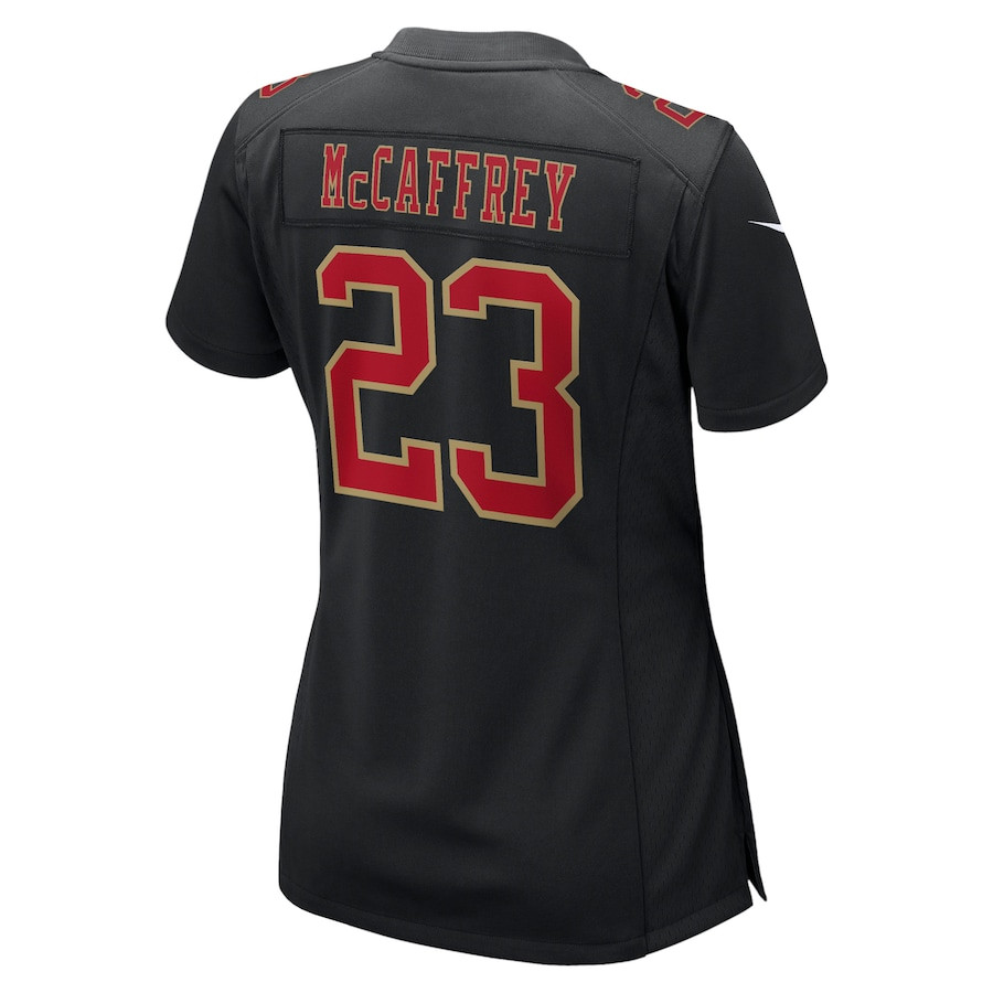 Christian McCaffrey 23 San Francisco 49ers Super Bowl LVIII Fashion Game Women Jersey - Carbon Black
