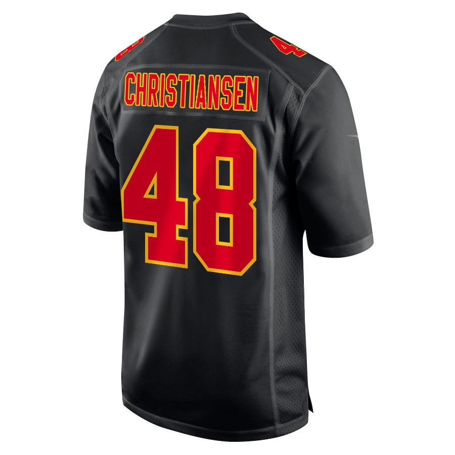 Cole Christiansen 48 Kansas City Chiefs Super Bowl LVIII Champions 4X Fashion Game Men Jersey - Carbon Black