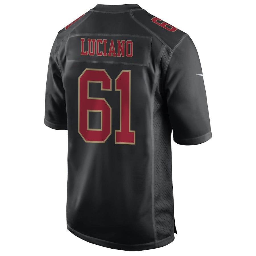 Corey Luciano 61 San Francisco 49ers Super Bowl LVIII Patch Fashion Game Men Jersey - Carbon Black
