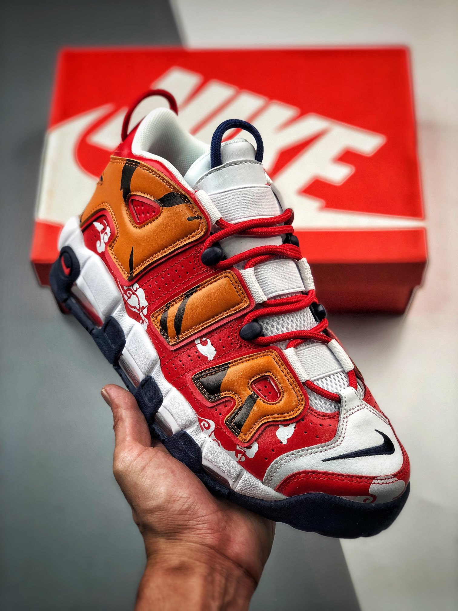 Custom Nike Air More Uptempo White Red Yellow