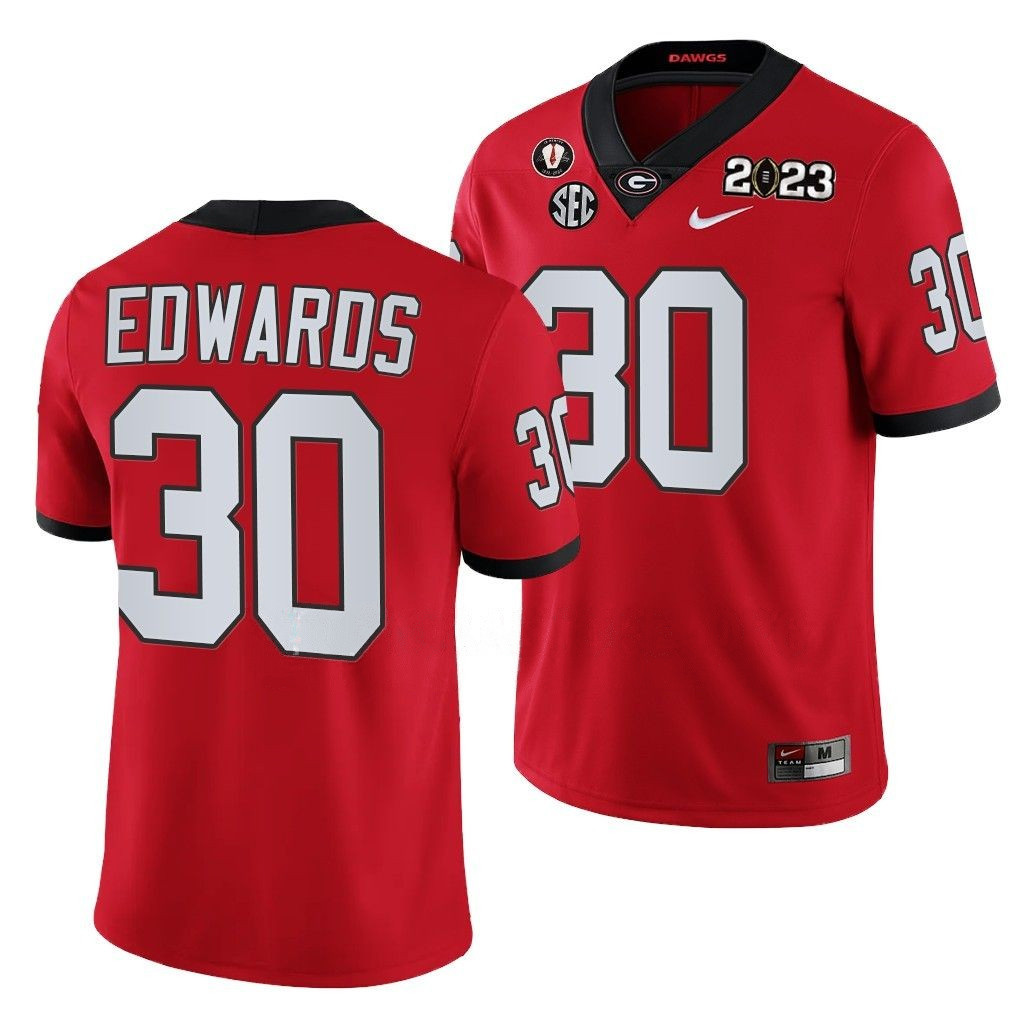 Daijun Edwards Georgia Bulldogs 2023 National Championship College Red Football Jersey
