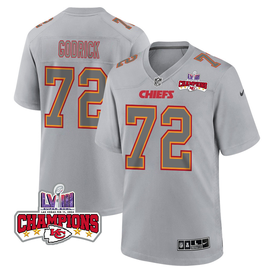 Darius Harris 59 Kansas City Chiefs Super Bowl LVIII Champions 4 Stars Patch Atmosphere Fashion Game Men Jersey - Gray