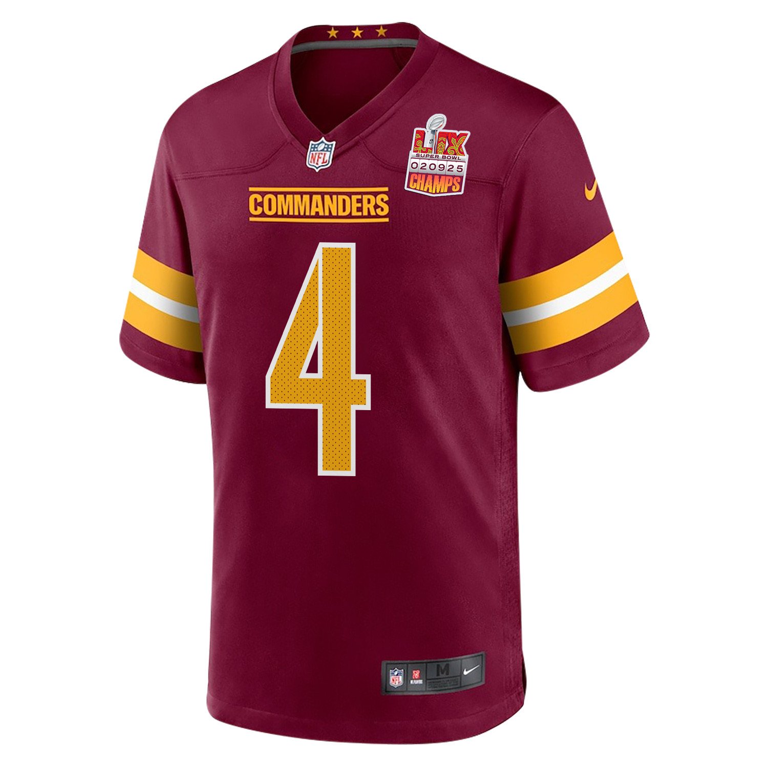 Frankie Luvu 4 Washington Commanders Super Bowl LIX Champions Patch Game Men Jersey - Burgundy