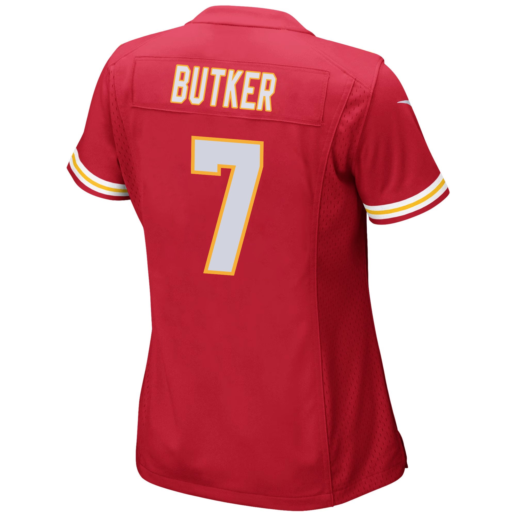Harrison Butker 7 Kansas City Chiefs Super Bowl LVIII Patch Game Women Jersey - Red