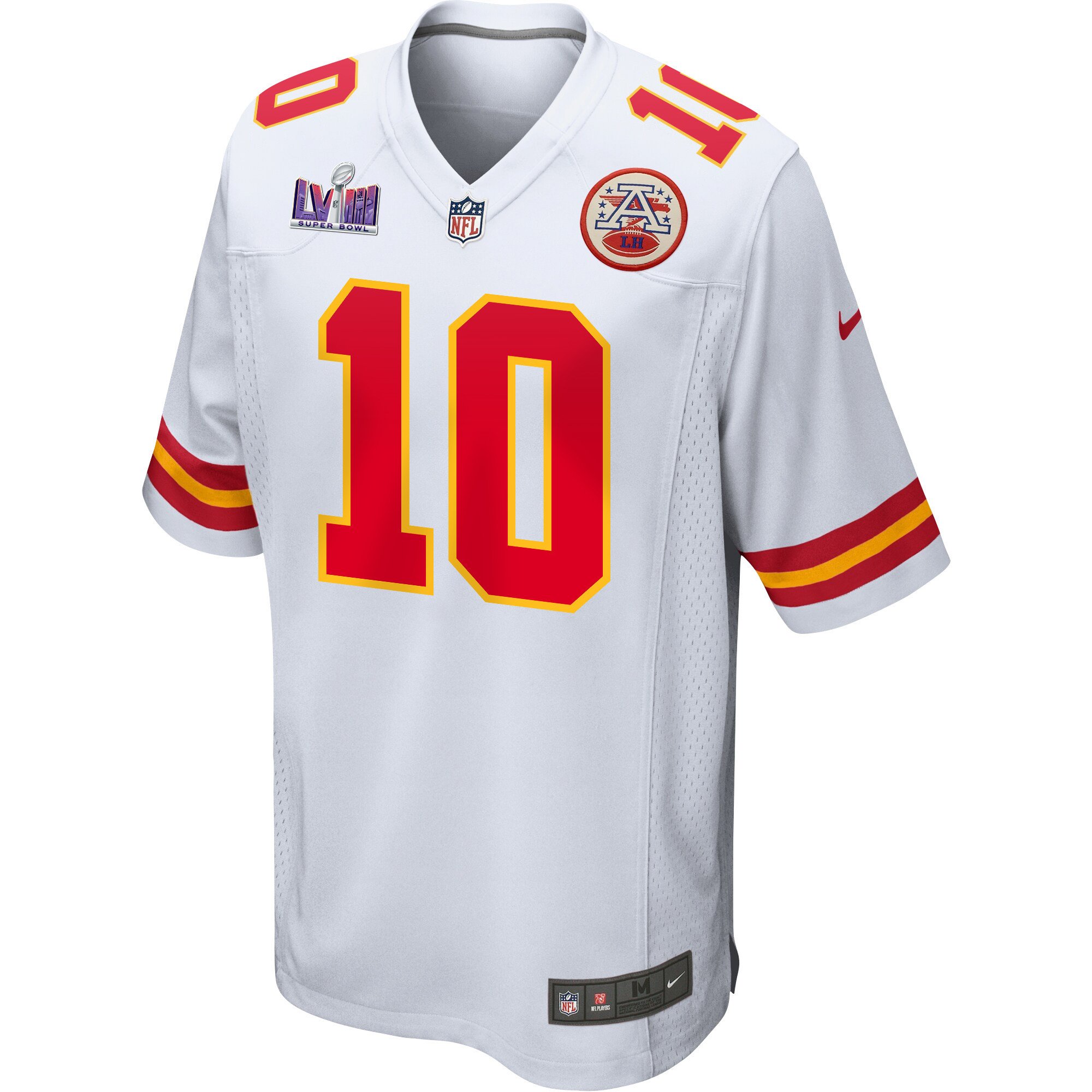 Isiah Pacheco 10 Kansas City Chiefs Super Bowl LVIII Patch Game Men Jersey – White