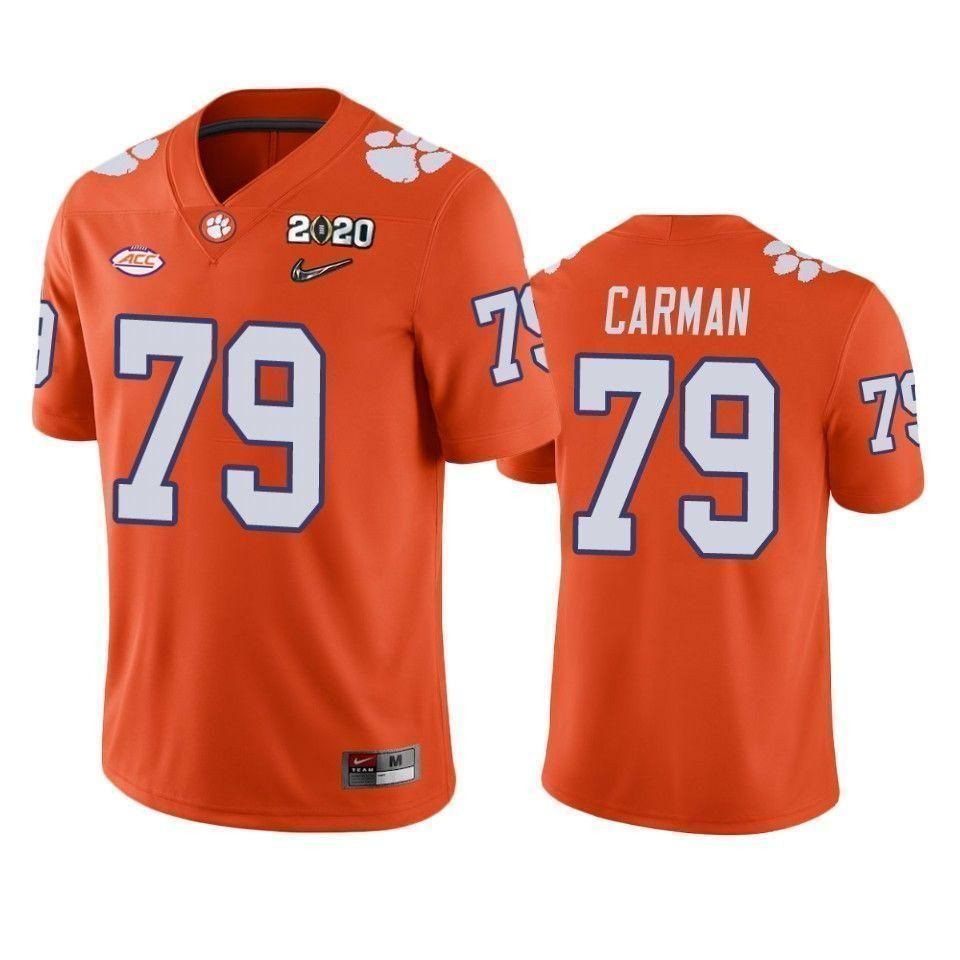 Jackson Carman Clemson Tigers 2020 National Championship Football Jersey
