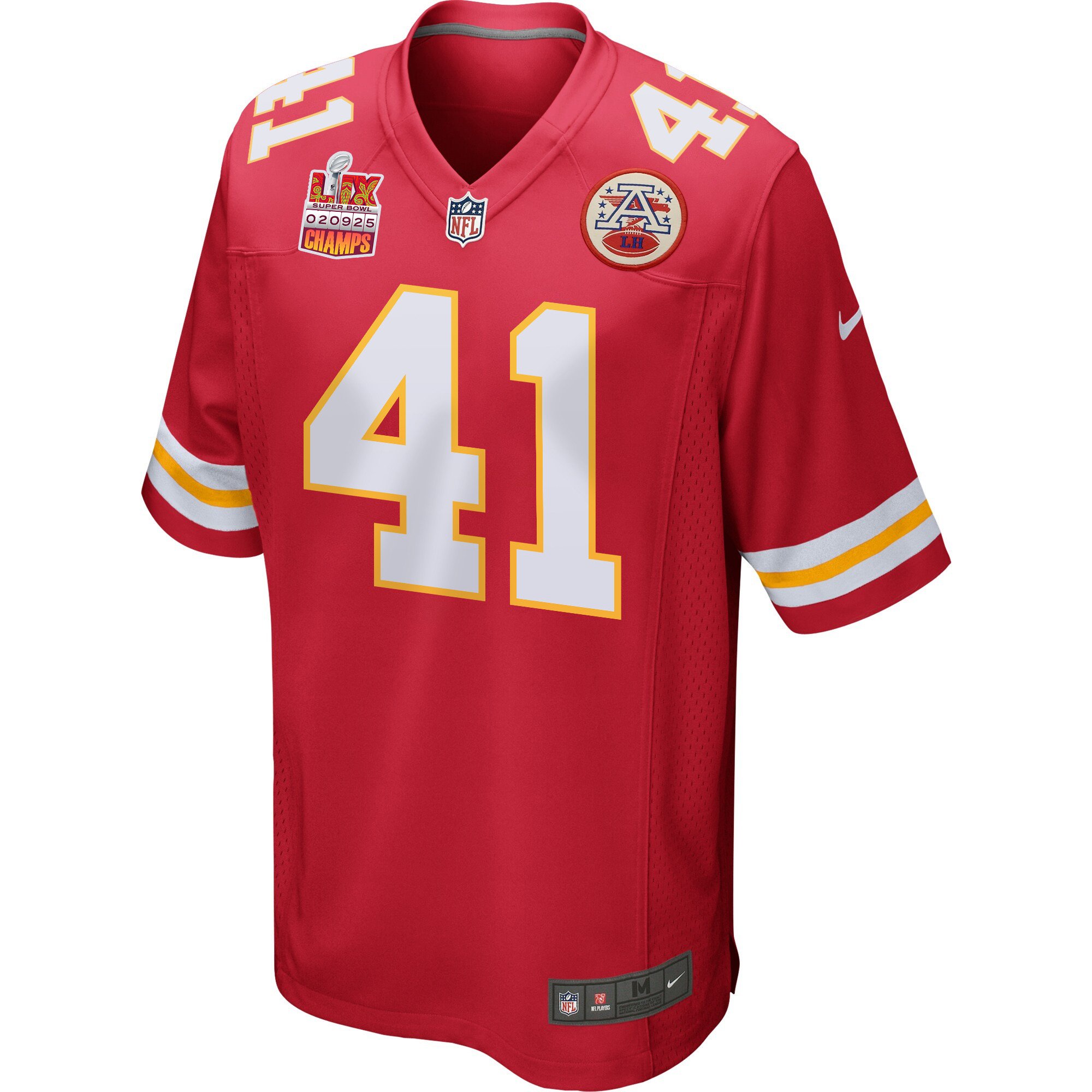 James Winchester 41 Kansas City Chiefs Super Bowl LIX Champions Patch Game Men Jersey - Red