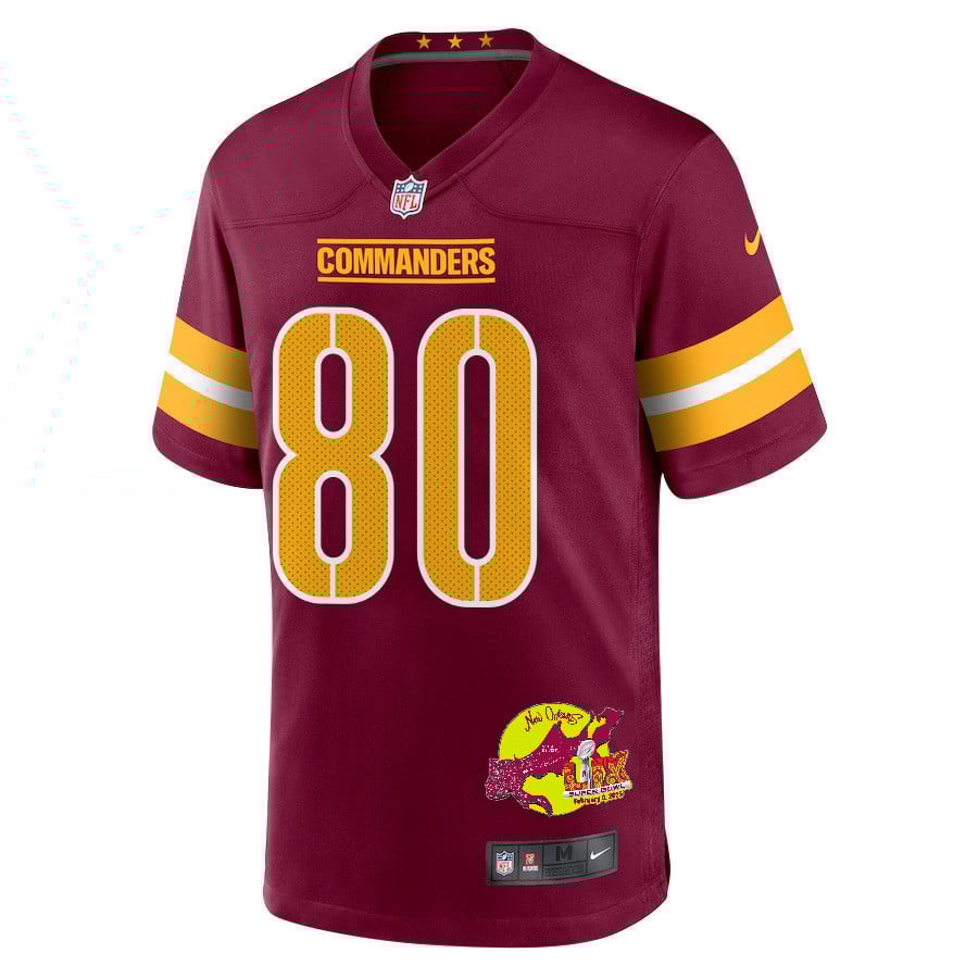 Jamison Crowder 80 Washington Commanders Super Bowl LIX New Orleans Patch Game Men Jersey - Burgundy