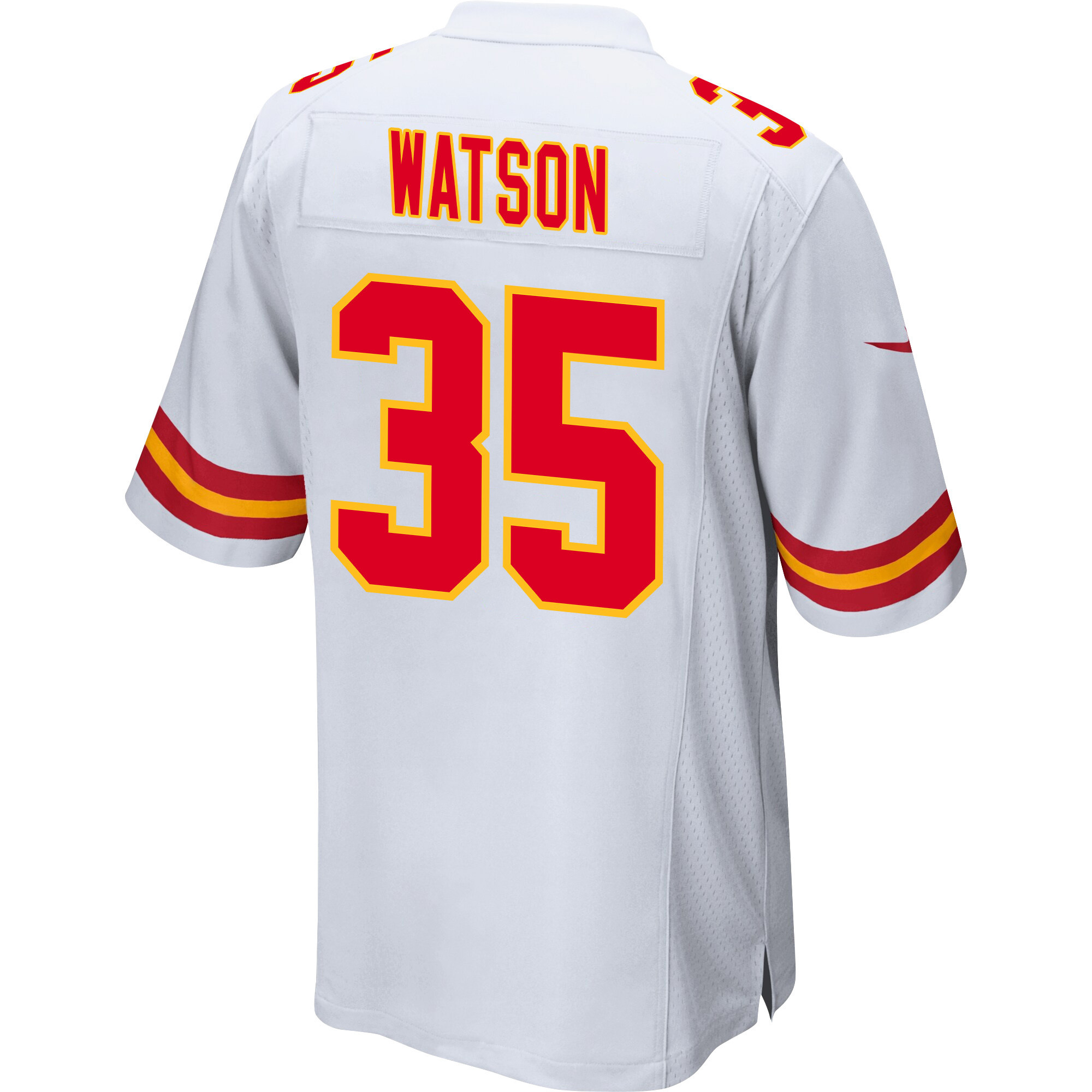 Jaylen Watson 35 Kansas City Chiefs Super Bowl LVIII Champions 4 Stars Patch Game Men Jersey - White