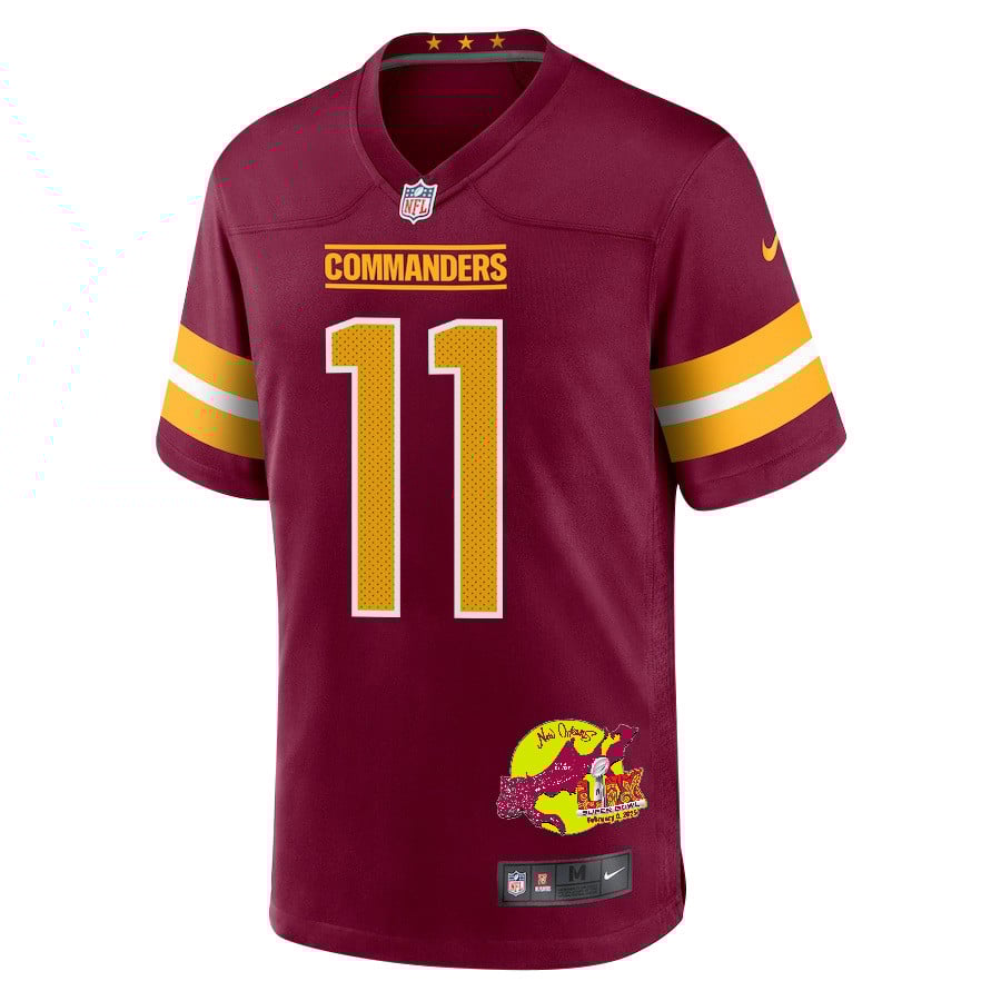 Jeremy Chinn 11 Washington Commanders Super Bowl LIX New Orleans Patch Game Men Jersey - Burgundy