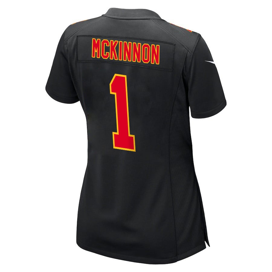 Jerick McKinnon 1 Kansas City Chiefs Super Bowl LVIII Champions 4X Fashion Game Women Jersey - Carbon Black