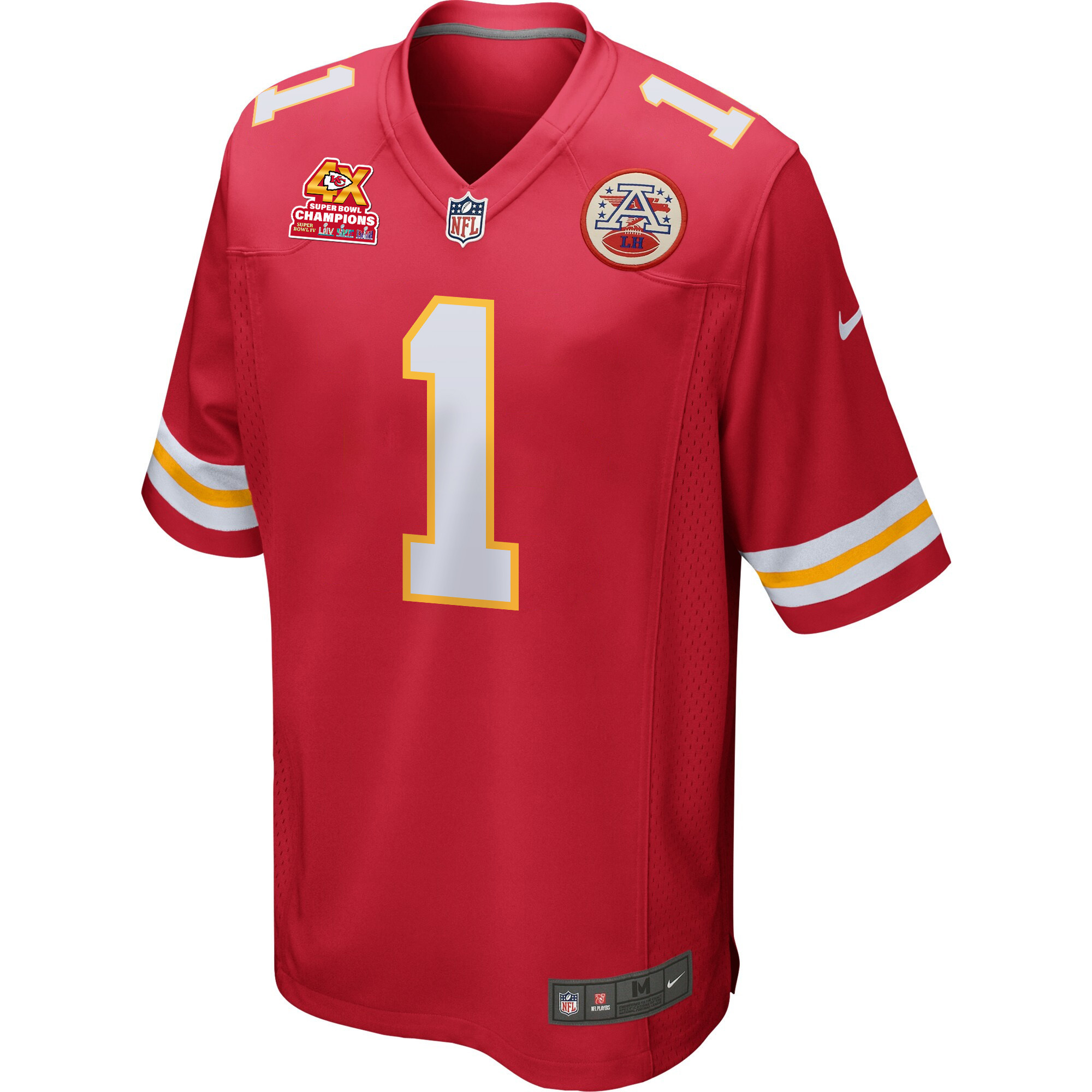 Jerick McKinnon 1 Kansas City Chiefs Super Bowl LVIII Champions 4X Game Men Jersey – Red