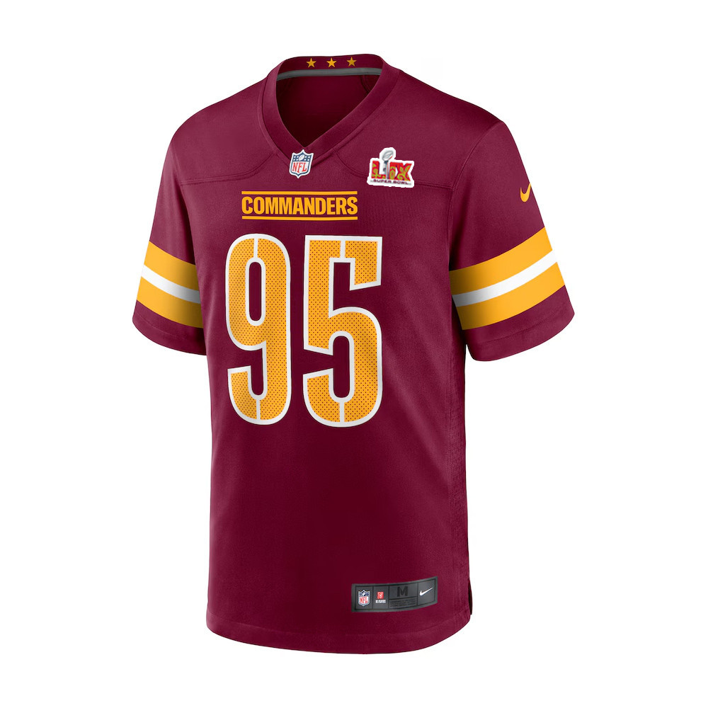 Jer’Zhan Newton #95 Washington Commanders Super Bowl LIX Youth Jersey – Burgundy