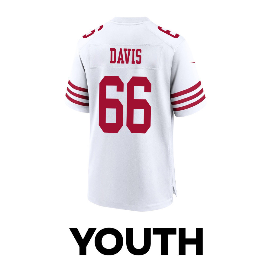 Jesse Davis 66 San Francisco 49ers Super Bowl LVIII Patch Game YOUTH Jersey - White