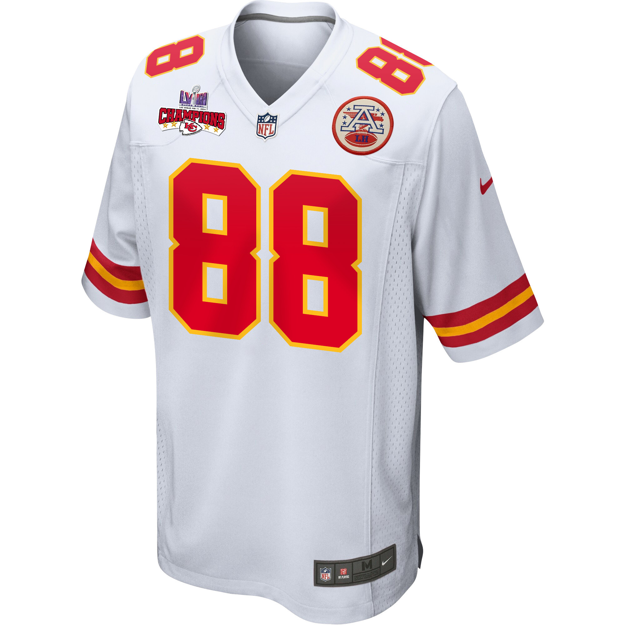 Jody Fortson 88 Kansas City Chiefs Super Bowl LVIII Champions 4 Stars Patch Game Men Jersey – White