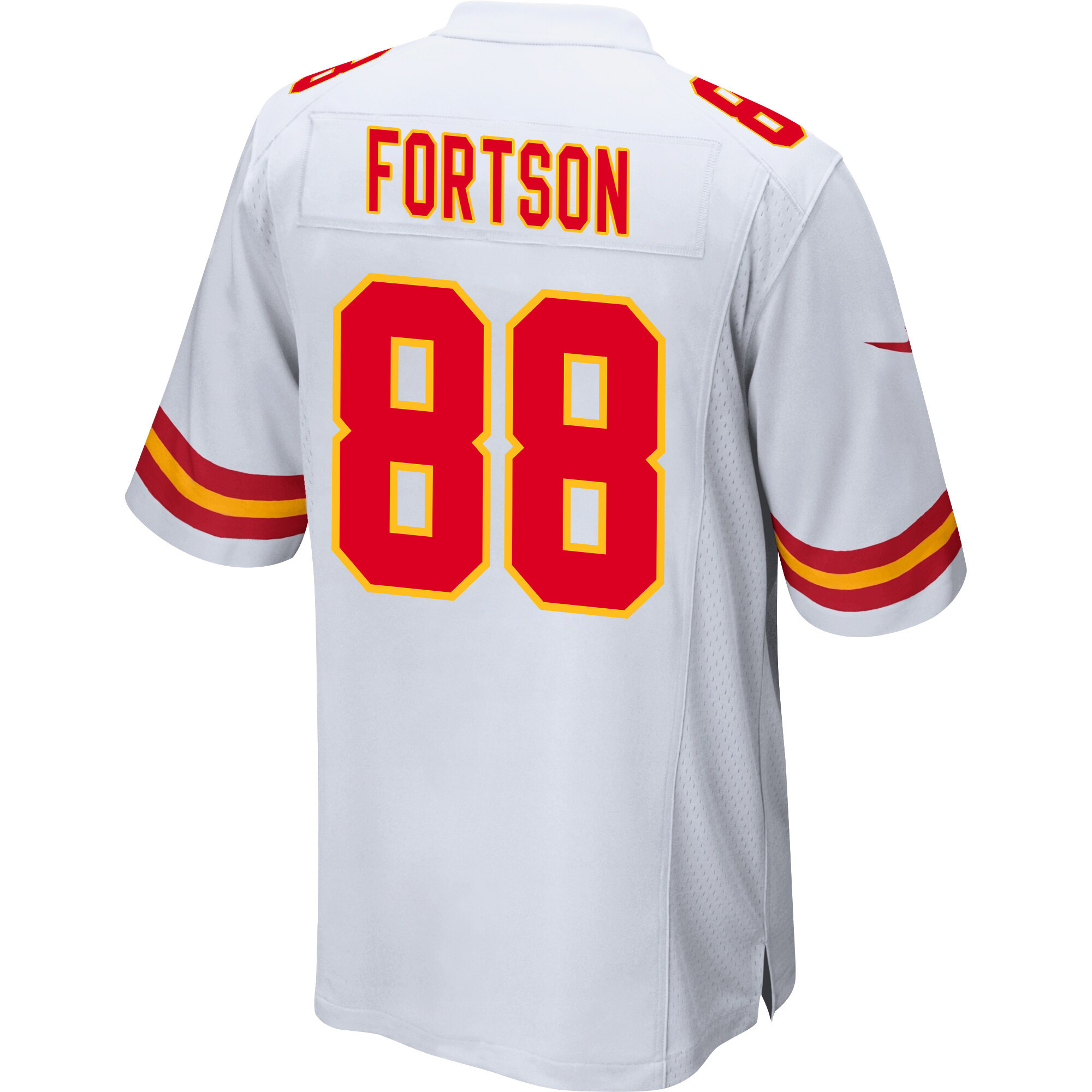 Jody Fortson 88 Kansas City Chiefs Super Bowl LVIII Champions 4 Stars Patch Game Men Jersey - White