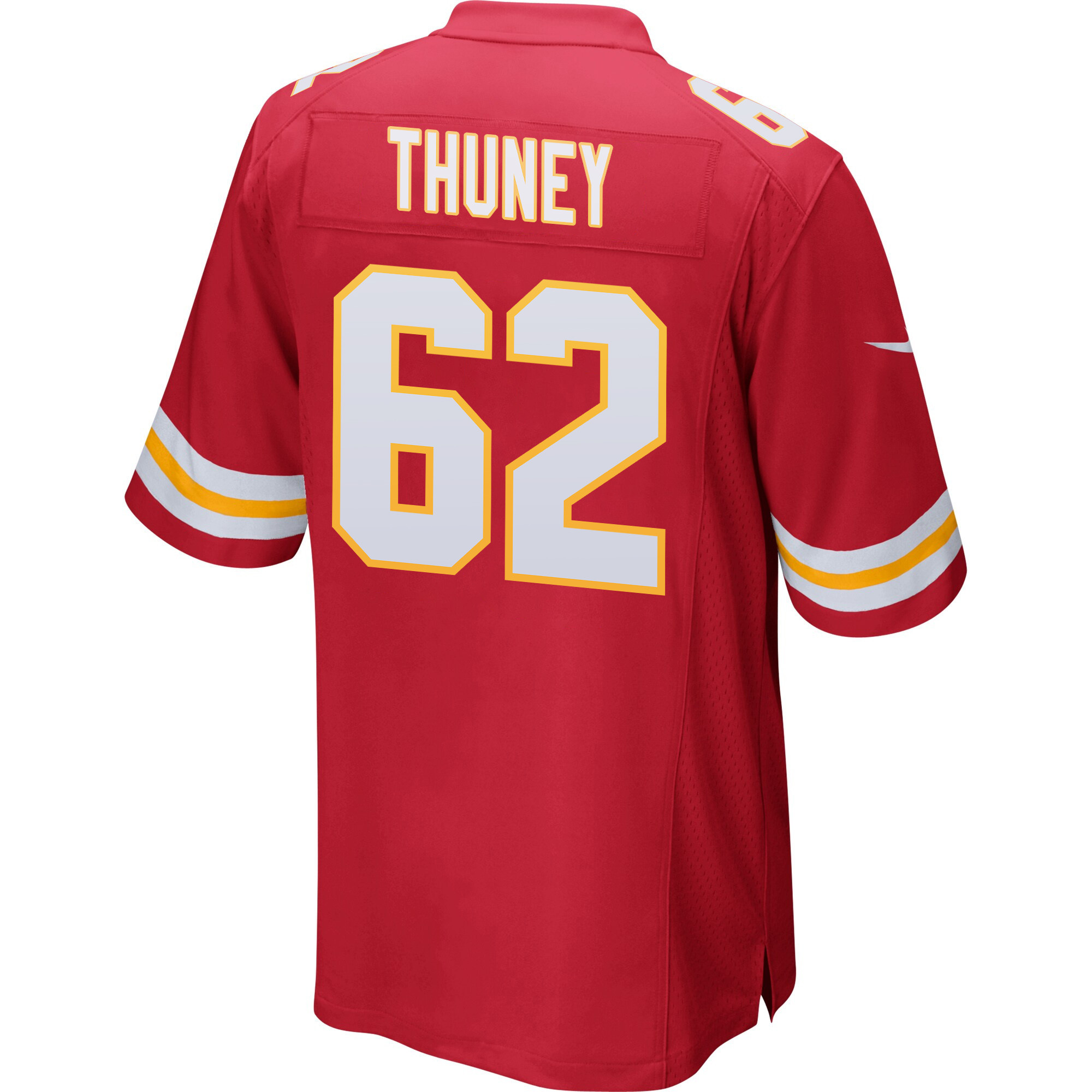 Joe Thuney 62 Kansas City Chiefs Super Bowl LVIII Champions 4 Stars Patch Game Men Jersey - Red