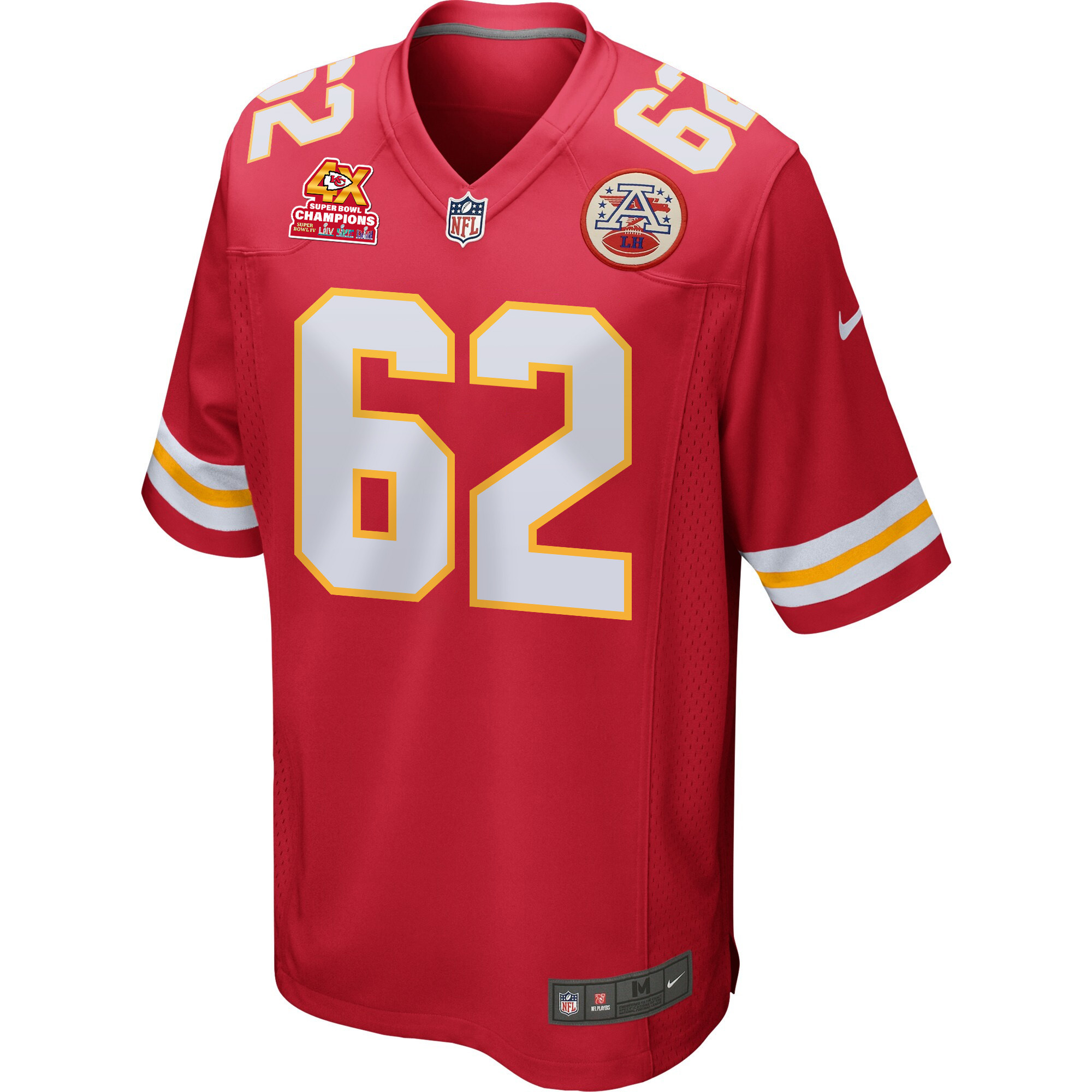 Joe Thuney 62 Kansas City Chiefs Super Bowl LVIII Champions 4X Game Men Jersey – Red
