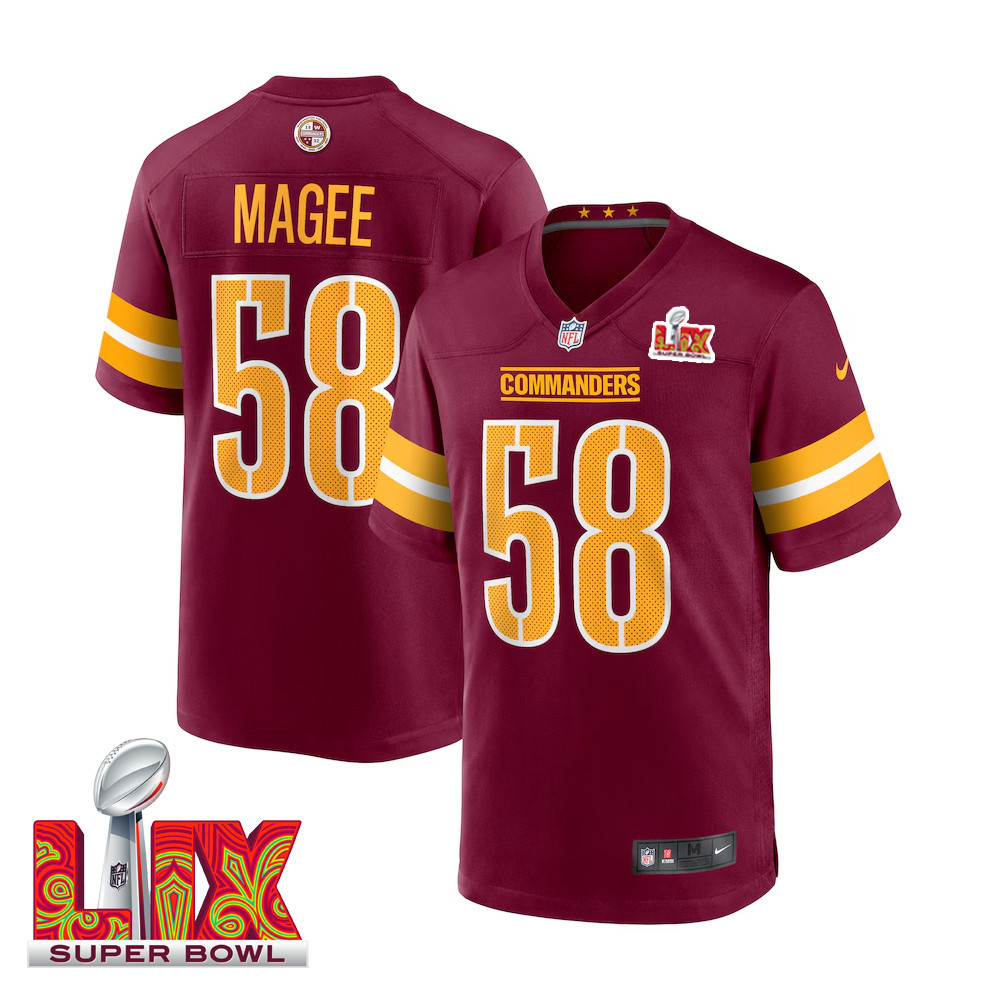 Jordan Magee #58 Washington Commanders Super Bowl LIX Jersey - Men's - Burgundy