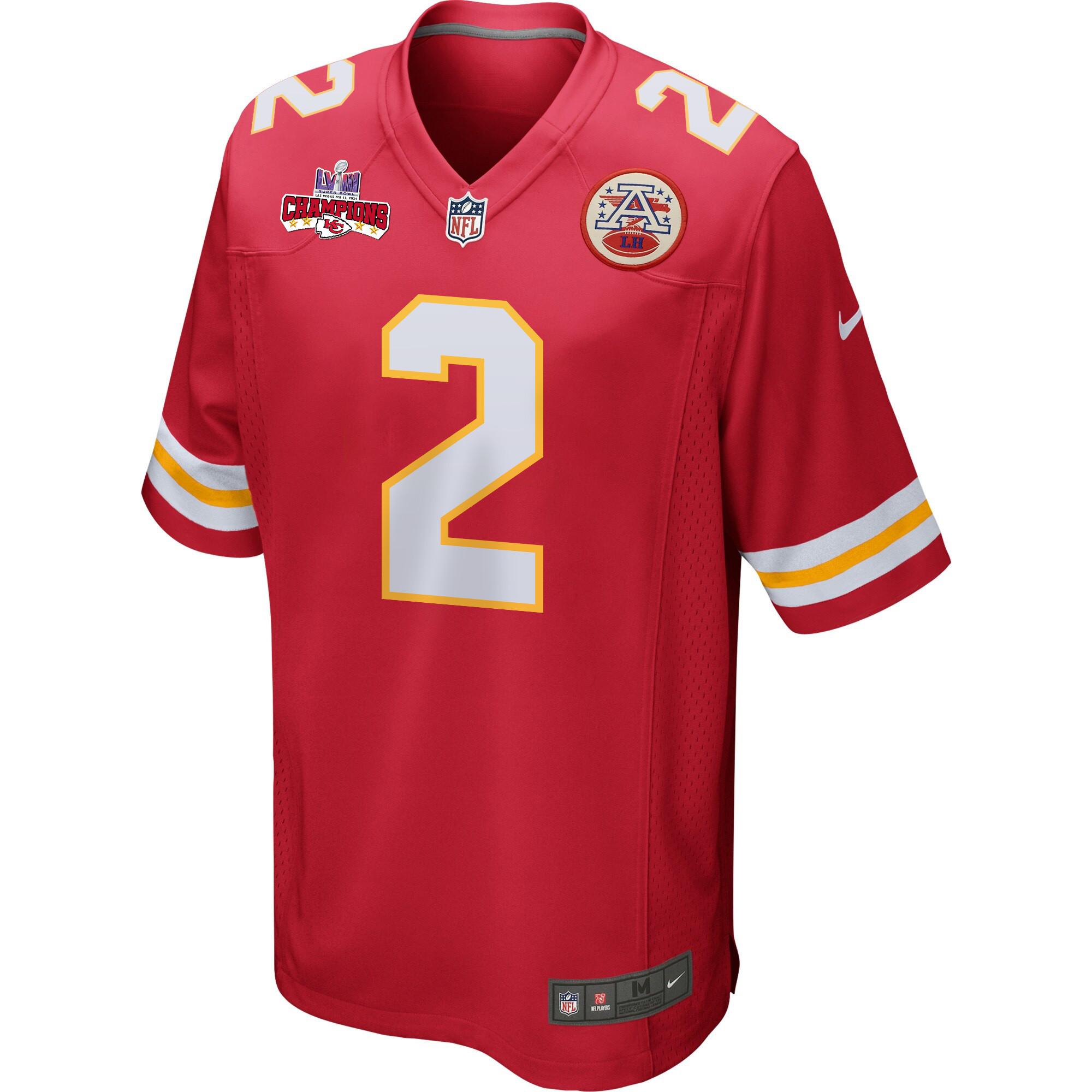 Joshua Williams 2 Kansas City Chiefs Super Bowl LVIII Champions 4 Stars Patch Game Men Jersey – Red