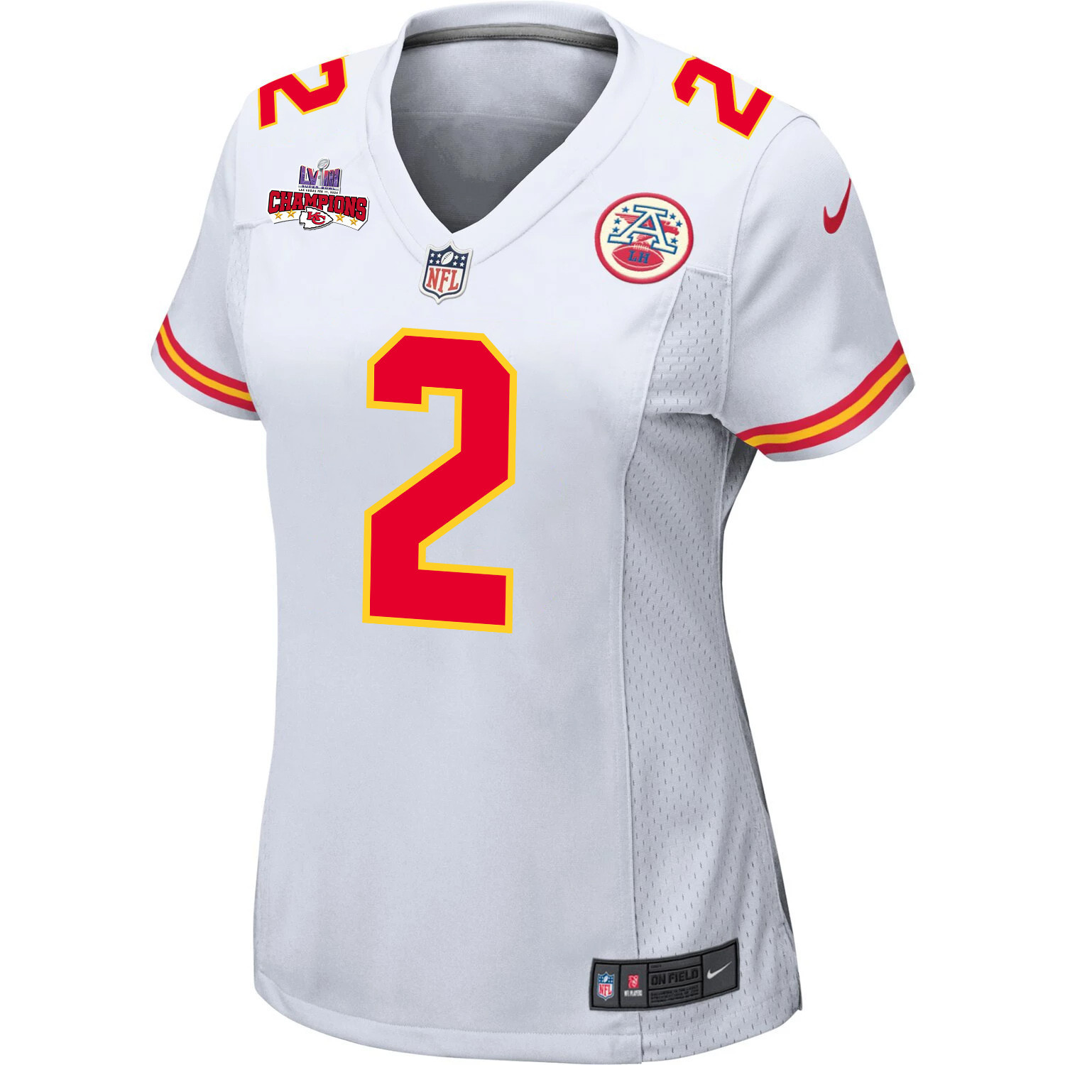 Joshua Williams 2 Kansas City Chiefs Super Bowl LVIII Champions 4 Stars Patch Game Women Jersey – White